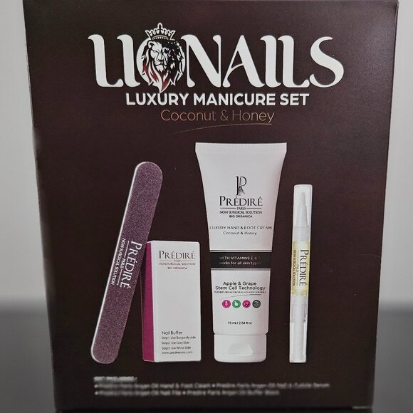 PREDIRE LIONAILS LUXURY MANICURE SET-Buffing Block+Cuticle Oil+Hand & Foot Cream - Picture 2 of 13